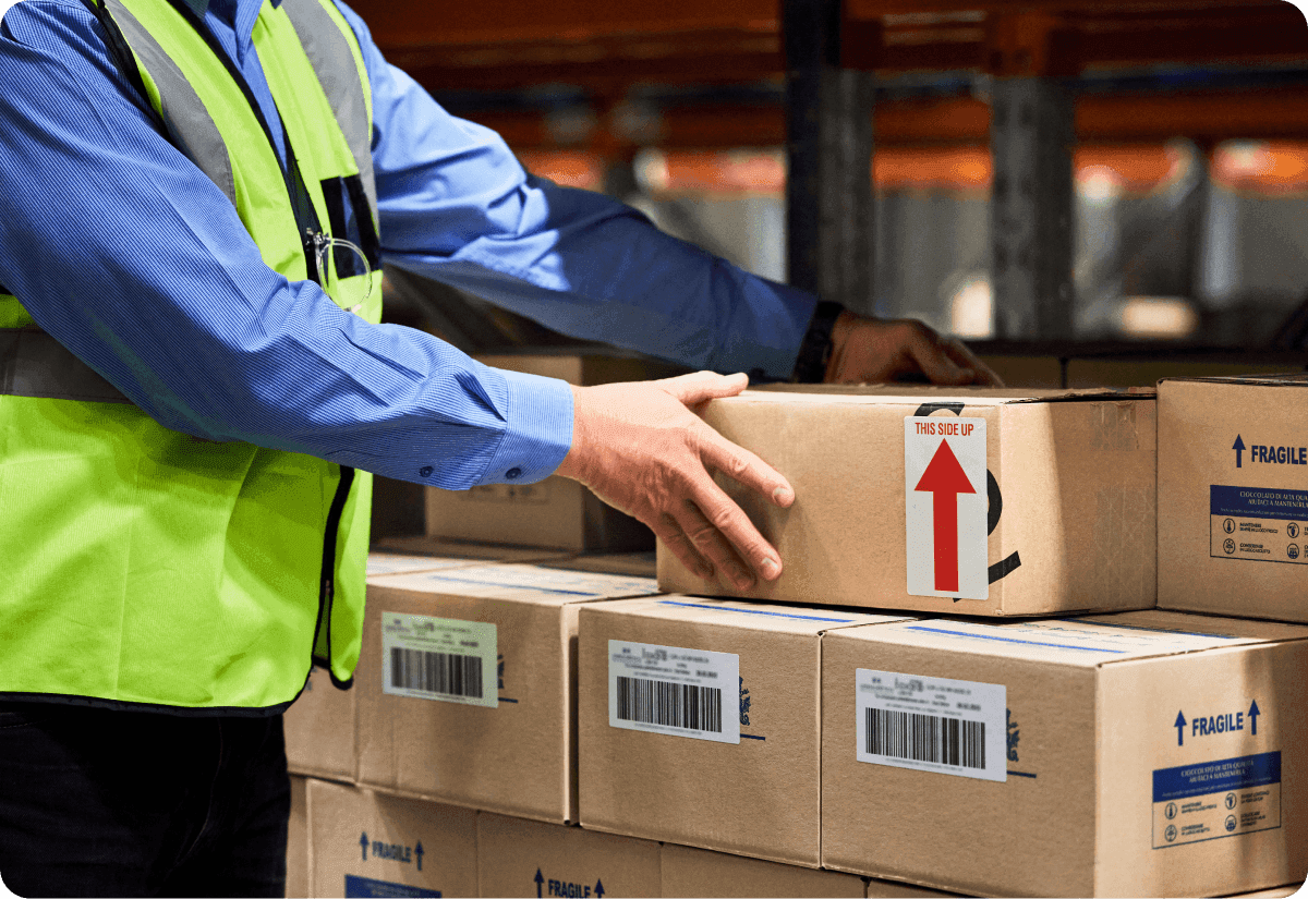 Employee preparing freight for freight consolidation