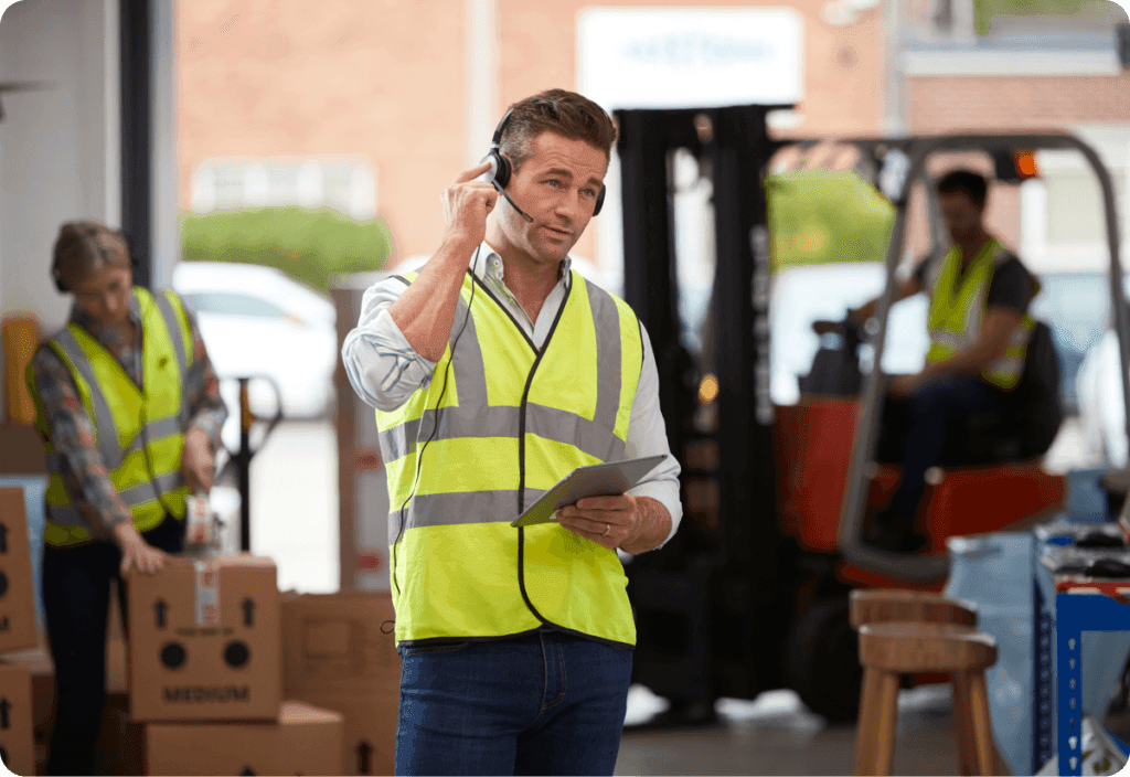 Man communicating about the distribution management system
