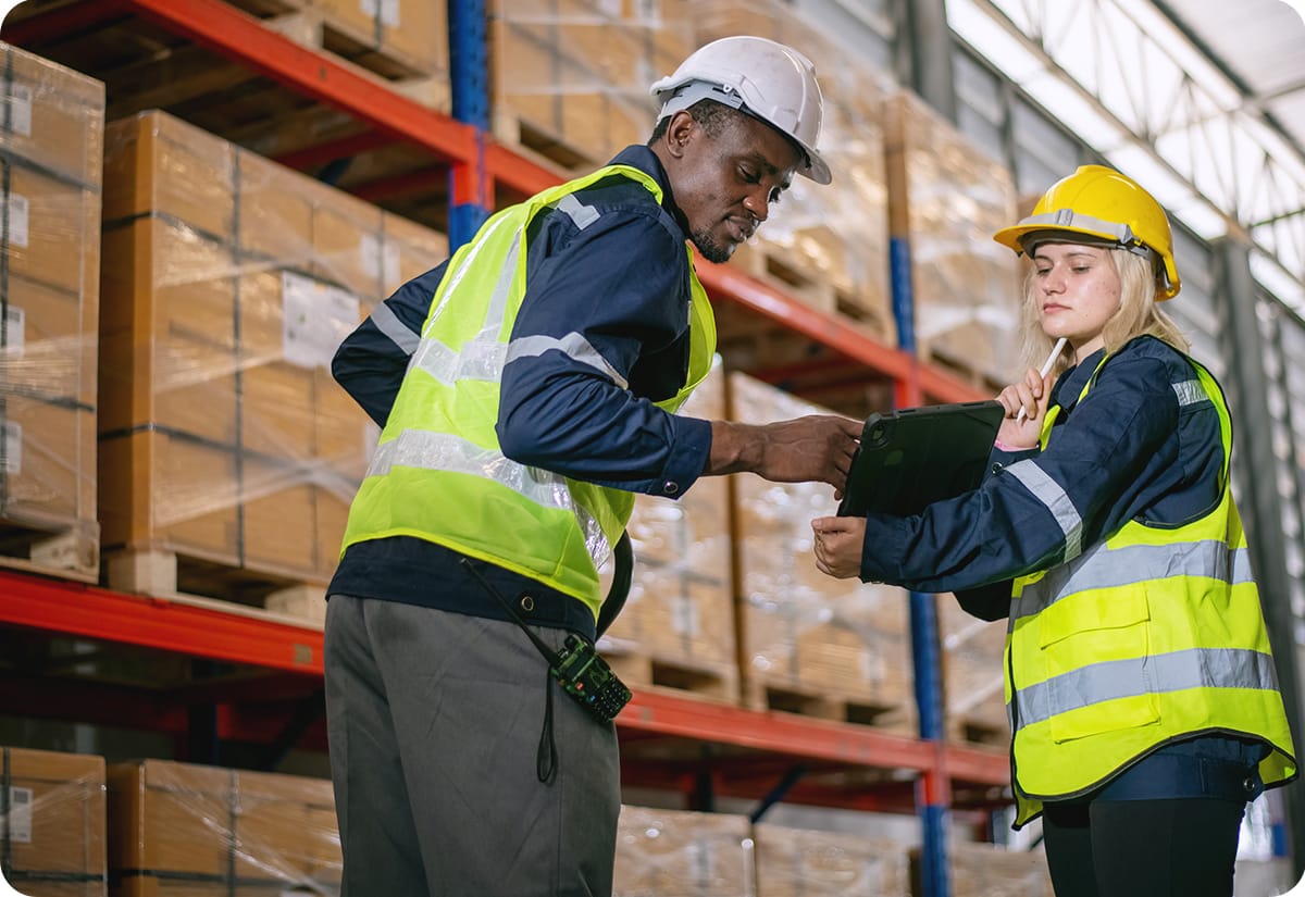 Warehouse employees using smarter inventory planning techniques for parcels