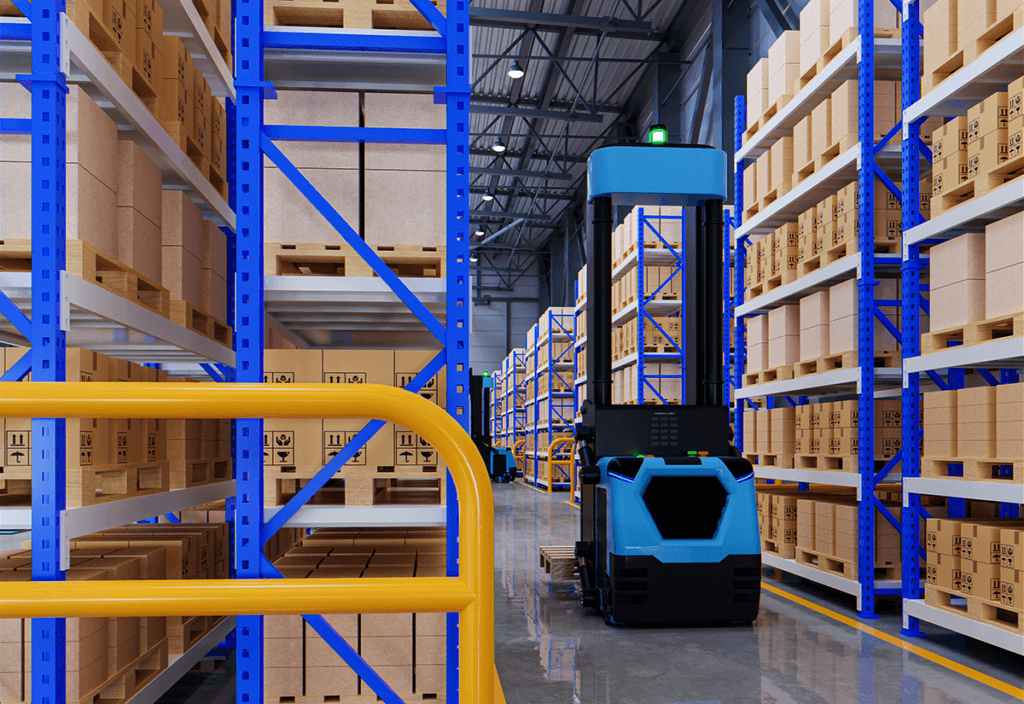 organized warehouse shelves storing special inventory with fragile markings